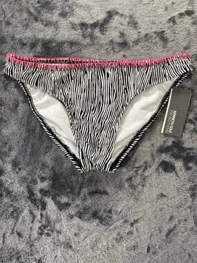 Vintage Y2K Zebra Pink Crochet Bikini Bottom Small S (2007) Kenneth Cole